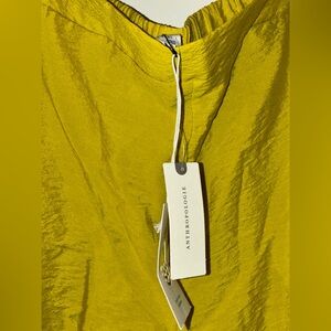 Anthropologie Daily Practice wide leg yellow flow pants w/ white stripe. Sz XL